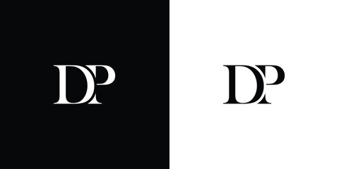 Abstract Initial letter DP or PD logo company and icon business in black and white color - obrazy, fototapety, plakaty