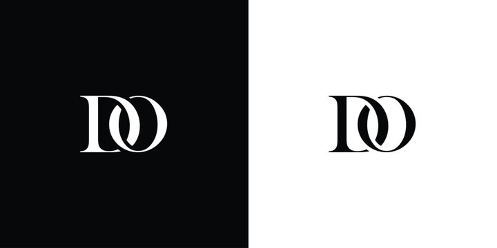 Abstract Initial letter DO logo initial letter design template vector in black and white color