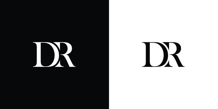 Abstract Initial text RD or DR Typography Letter Logo Vector. Illustration of Letter RD DR Template Logotype in black and white color