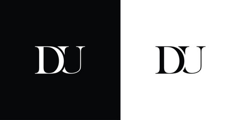 Abstract monogram logo letter DU or UD modern look, sporty, simple, interlock in black and white color