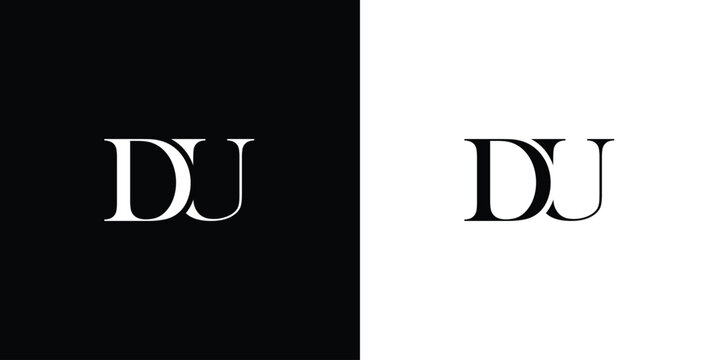 Abstract monogram logo letter DU or UD modern look, sporty, simple, interlock in black and white color