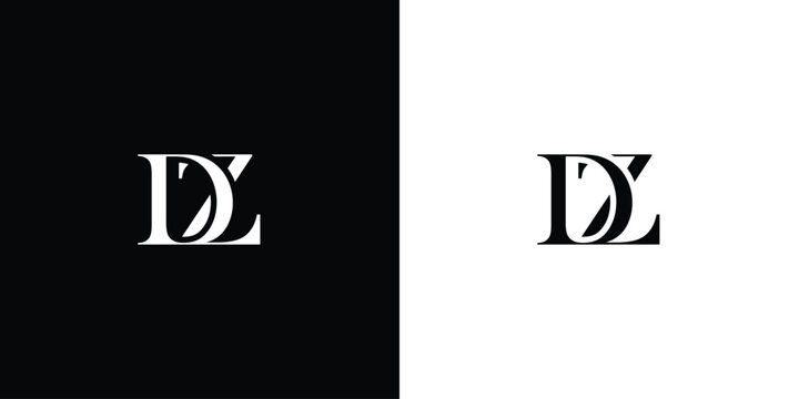 Abstract letter DZ or ZD logo icon incorporates abstract shapes in a creative way in black and white color