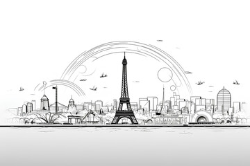 Continuous Line Silhouette of a Famous Landmark