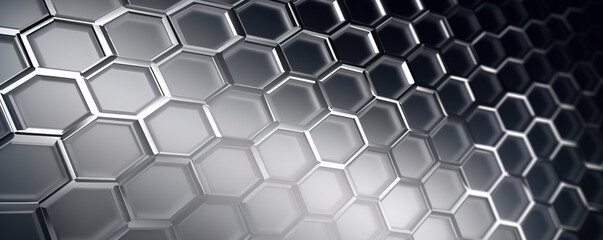 Silver hexagonal structure panoramic  background