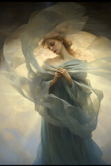 Ethereal Lady with Flowing Robes: Art Nouveau