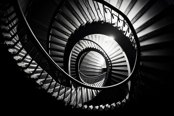 High-contrast Photograph of a Spiral Staircase