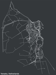 Detailed hand-drawn navigational urban street roads map of the Dutch city of YERSEKE, NETHERLANDS with solid road lines and name tag on vintage background
