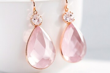 Elegant silver earrings with rose quartz gemstone.