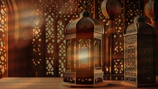 old Arabic lantern with Islamic ornament