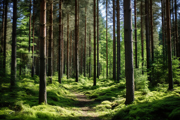 Pine Forest Path. Generative Ai