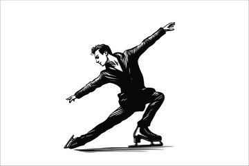 Fototapeta premium Icy Performance: Elegant Figure Skating Pose
