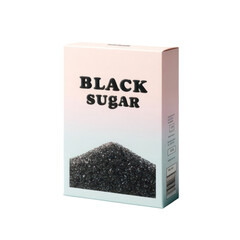 Black sugar package isolated on white transparent background, png, 