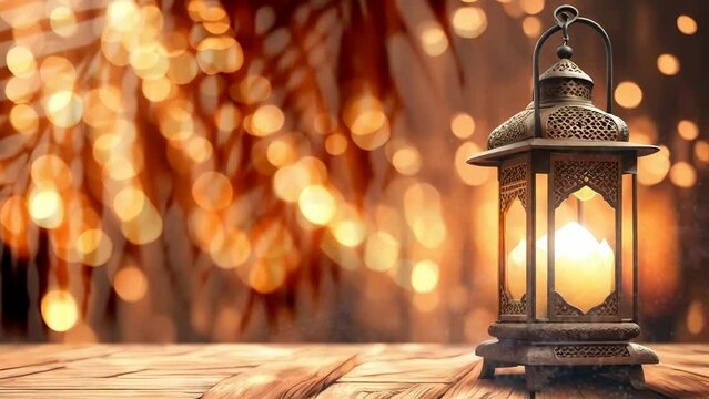 lantern in the night, Seamless Animation Video Background in 4K Resolution	