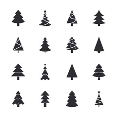 Set of christmas trees icon for web app simple silhouettes flat design