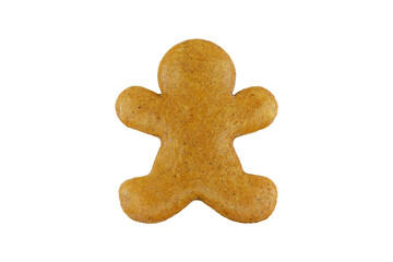 Undecorated gingerbread man isolated on white background