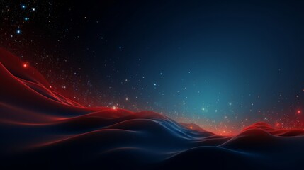 Modern space wallpaper with stars and waves on the background. Neon Lit Wave Lines. Motion Blur Panorama. Beautiful business background for presentation