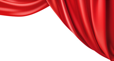 Red curtain, theater stage. Red Satin Border isolated on transparent background, png. 
 - obrazy, fototapety, plakaty