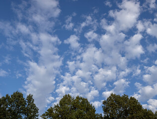 White clouds, panoramic view of sky with clouds