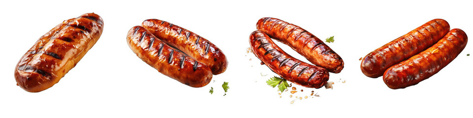 Grilled sausage Hyperrealistic Highly Detailed Isolated On Transparent Background Png File