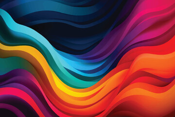 Colorful wavy background with paper cut style