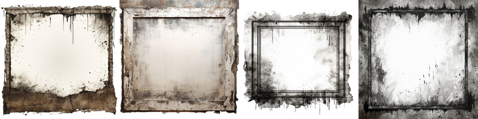 Grunge stencil frame dirt texture border Hyperrealistic Highly Detailed Isolated On Transparent Background Png File - obrazy, fototapety, plakaty