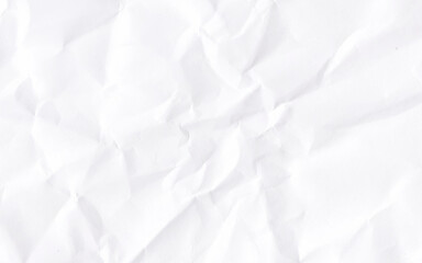 Seamless white crumpled paper background texture pattern with copy space. White creased paper background texture