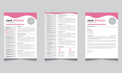 Resume Vector Template and Cover Letter Jobs CV Design 