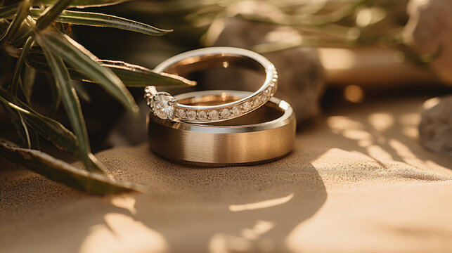 Sharp Daylight Photo of Bohemian Desert Wedding with Modern Decor and Sun Rays