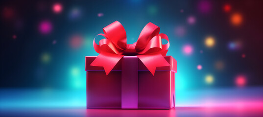 Gift box on bright festive background