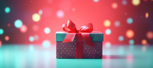 Fototapeta premium Gift box on bright festive background