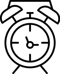 Alarm Clock Vector Symbol for Advertisement. Suitable for books, stores, shops. Editable stroke in minimalistic outline style. Symbol for design