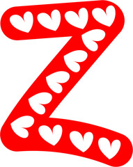 Z Alphabet red letter,white heart frame, Valentine