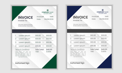 Creative modern minimal vector business invoice template .Business stationery design payment agreement design template.
