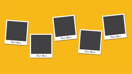 Polaroid photo frame mockup vector design with 5 realistic frames. - obrazy, fototapety, plakaty