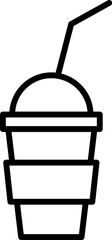 Tea Cup with Straw Stick Vector Icon for Shops and Stores. Suitable for books, stores, shops. Editable stroke in minimalistic outline style. Symbol for design