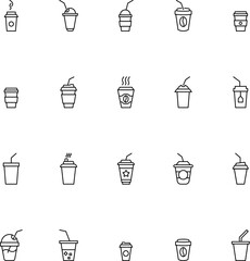 Various Cups Vector Icons Set. Suitable for books, stores, shops. Editable stroke in minimalistic outline style. Symbol for design