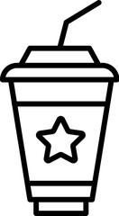 Fototapeta na wymiar Star on Disposable Cup Vector Symbol for Stores and Shops. Suitable for books, stores, shops. Editable stroke in minimalistic outline style. Symbol for design