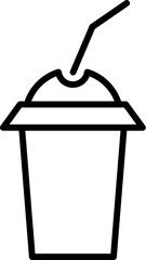 Disposable Cup with Straw Stick Vector Line Sign for Advertisement. Suitable for books, stores, shops. Editable stroke in minimalistic outline style. Symbol for design