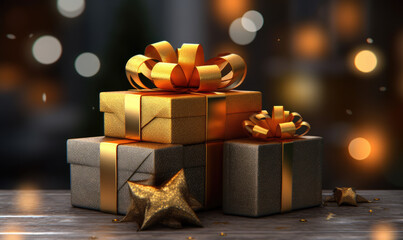Gift box with bokeh and copy space