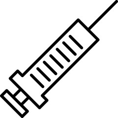 Syringe Simple Outline Symbol for Web Sites. Suitable for books, stores, shops. Editable stroke in minimalistic outline style. Symbol for design