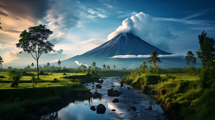 beautiful landscane photography volcano mountain in indonesia