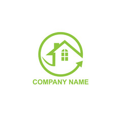  home properties real estate green color solution logo icon vector template