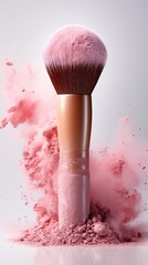 Make up brush with splash of colors,