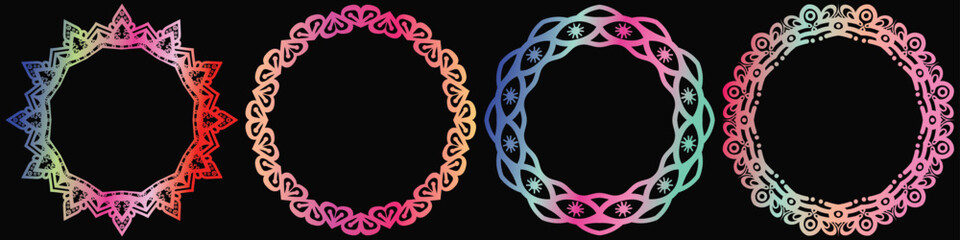 mandala circle elements design art set.