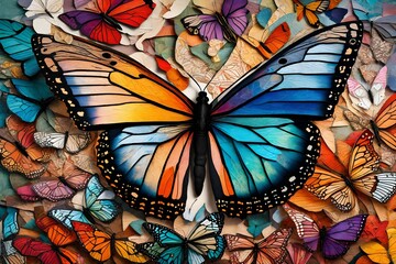 Butterflie on flowers  - obrazy, fototapety, plakaty