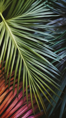 Tropical exotic palm leaves background. Aesthetic minimal floral composition
