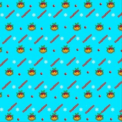 seamless pattern with Merry Christmas Christmas bells 