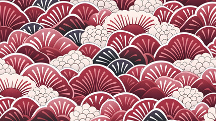 Japanese seamless pattern in oriental geometric traditional style Background generativ ai - obrazy, fototapety, plakaty