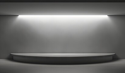 Sleek display podium under spotlight, modern gallery setting.