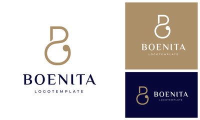 Minimalist Elegant Gold Initial Letter B Boutique Luxury for Clothing Fashion Beauty Logo Design